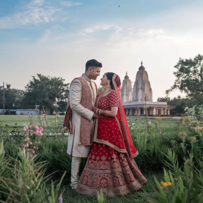 Couple in traditional Indian attire